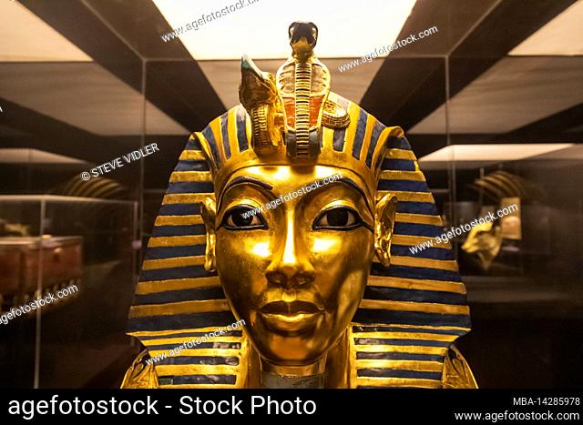 England, Dorset, Dorchester, Tutankhamun Exhibition, Exhibit of Replica of Tutankhamun's Golden Mask