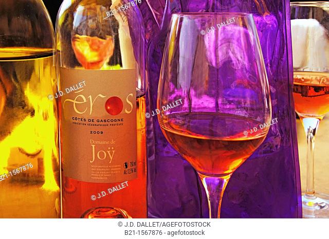 'Eros' Côtes de Gascogne rosé wine from Domaine de Joÿ wines and armagnac estate, at Panjas, Gers, Midi-Pyrenees, France