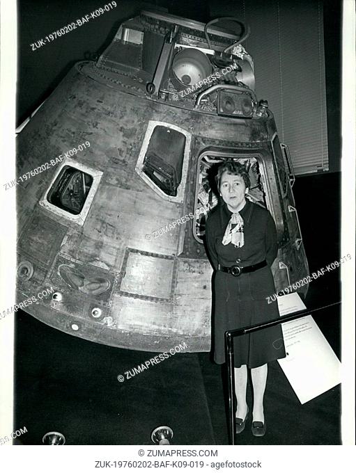 Feb. 02, 1976 - Apollo 10 capsule goes on display at the Science Museum; The Apollo 10 capsule, the Command Module which carried three American astronauts...