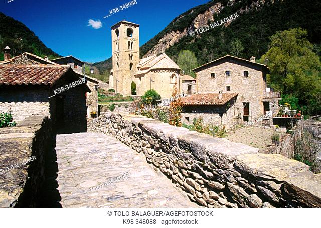 Sant Cristòfol church (s. XII). Beget. Pyrenees mountains. Catalonia. Spain