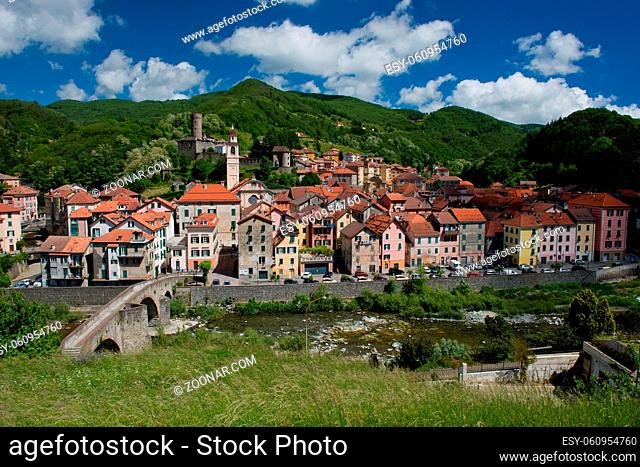 Panorama of the village of Campo Ligure, part of the association of the most beautiful italian villages. Situated in Liguria