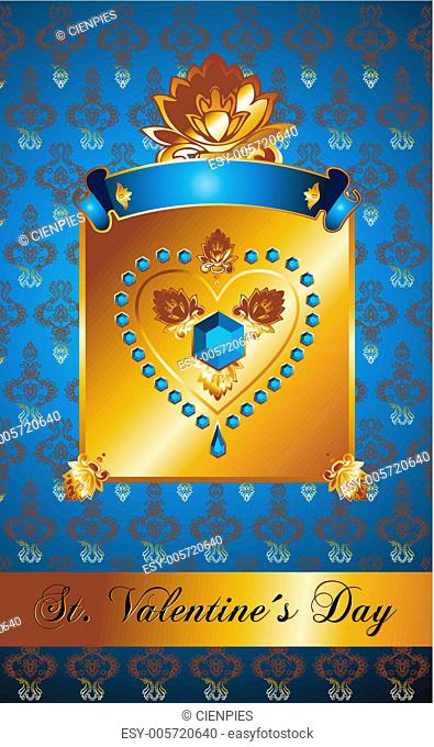 Golden Valentine background with diamond heart