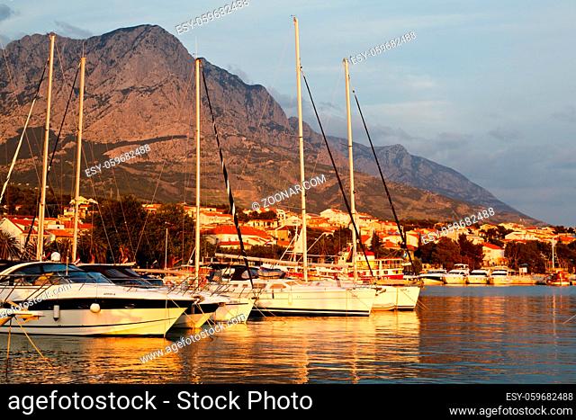 Adriatic Sunset and Marina in Baska Voda, Croatia