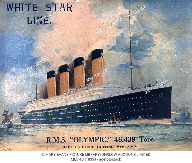A framed image of the White Star Line luxury steamer, the RMS Olympic