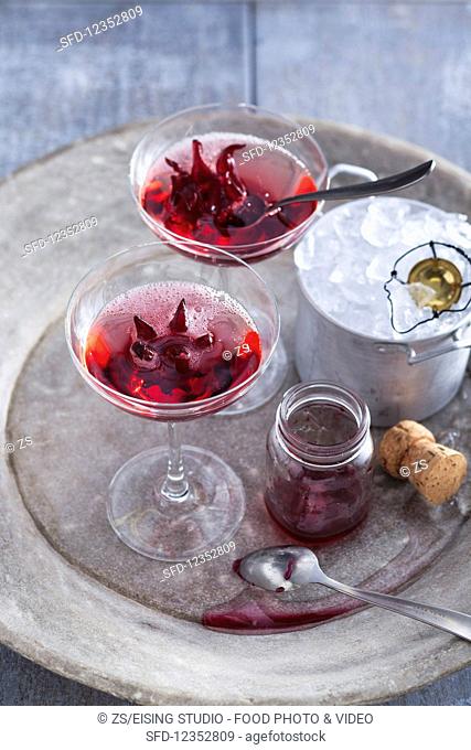 Hibiscus and champagne cocktails