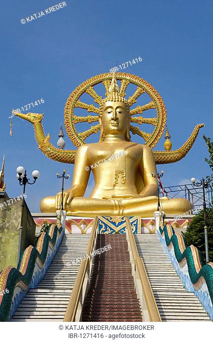 Big Buddha statue at the temple in Ban Bo Phut, Ko Samui island, Thailand, Asia