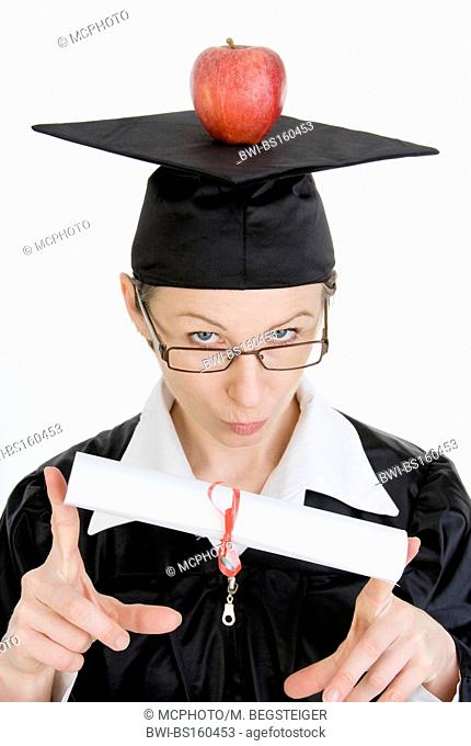 symbolic for brainfood, degree holder with apple