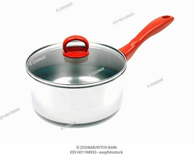 A silver cooking pot isolated against a white background