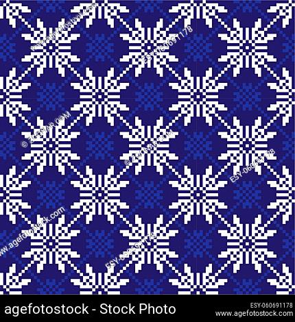 Blue Christmas fair isle pattern background for fashion textiles, knitwear and graphics