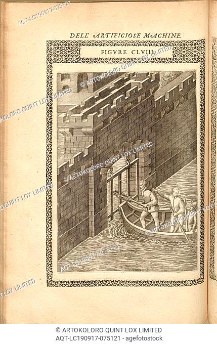 Einbruchswerkzeug (5), burglary tool for barred windows, copperplate engraving, fig. CLVIII, to p. 259, 1588, Agostino Ramelli: Le diverse et artificiose...