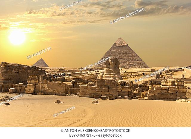 The Giza Pyramid Complex, view on the Great Sphinx, Egypt