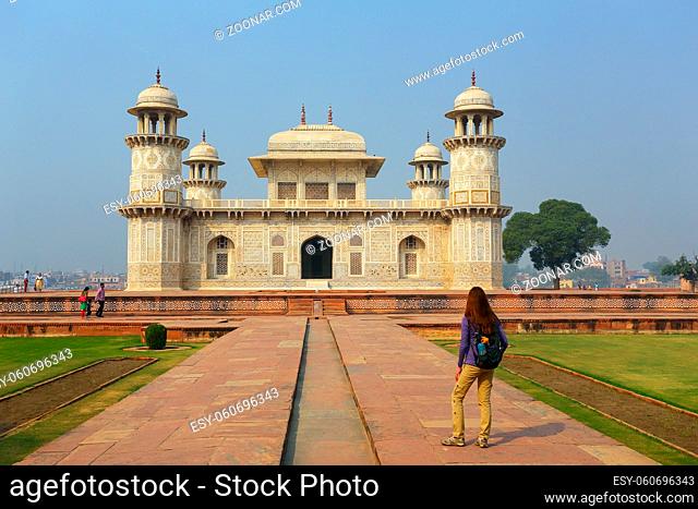 Tomb of Itimad-ud-Daulah in Agra, Uttar Pradesh, India. This Tomb is often regarded as a draft of the Taj Mahal