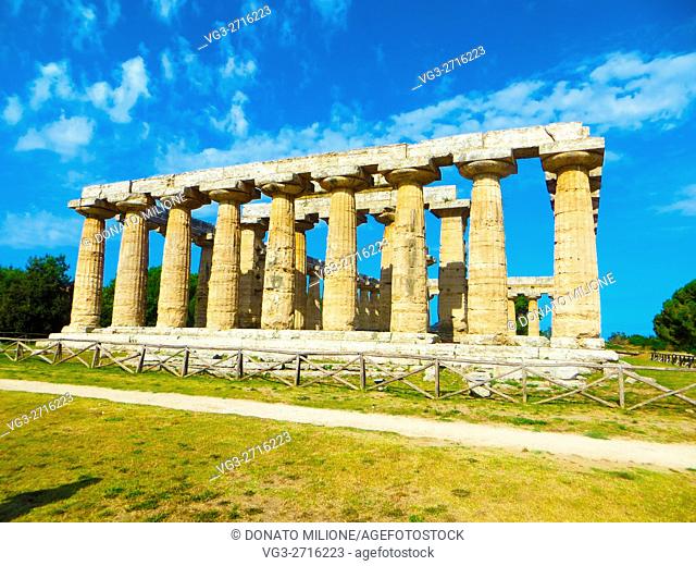 Paestum (Capaccio, SA, Campania, Italy). The temple of Hera also called Basilica (550- 540 b. C. ) is located in the archaeological site of Poseidon
