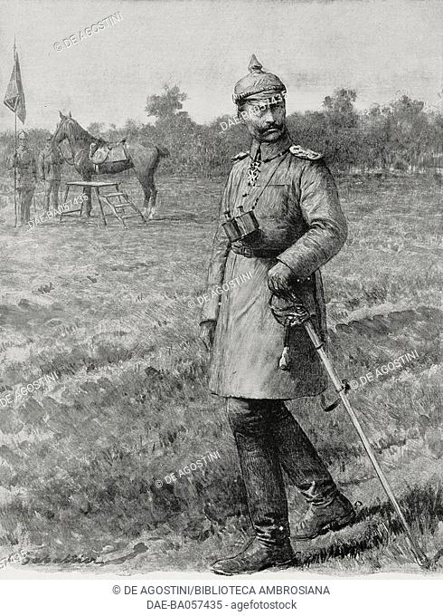 Wilhelm II (1859-1941), German Emperor in the years 1888-1918, serious, in military uniform, illustration from a drawing by Louis Sabattier (1863-1935)