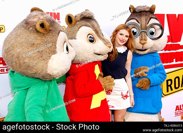 Bella Thorne at the Los Angeles premiere of 'Alvin And The Chipmunks: The Road Chip' held at the Zanuck Theater in Los Angeles, USA on December 12, 2015