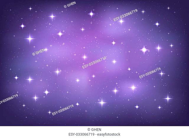 Night sky with glittering stars background. Vector horizontal template