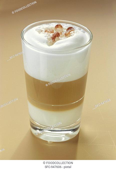 Latte macchiato in a glass