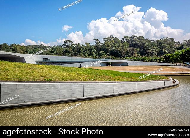 Nantou, Taiwan - November 5th, 2019: modern architecture of Xiangshan Visitor Center at Sun Moon lake, Taiwan, Asia