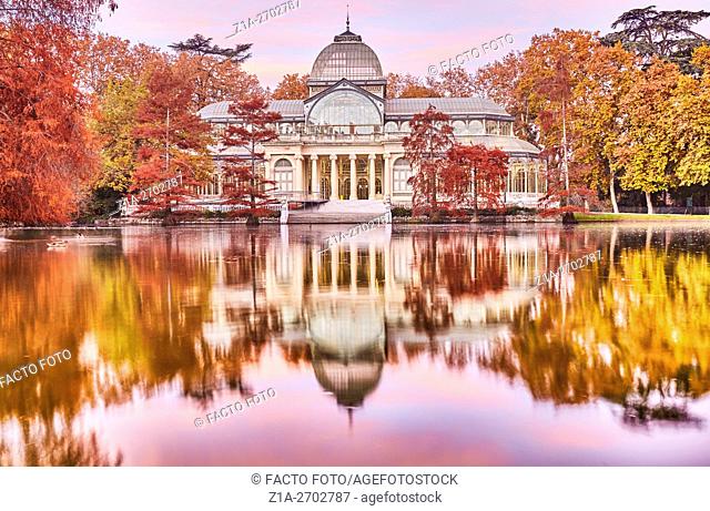 The Palacio de Cristal (Crystal Palace), located in the heart of The Buen Retiro Park. Madrid. Spain