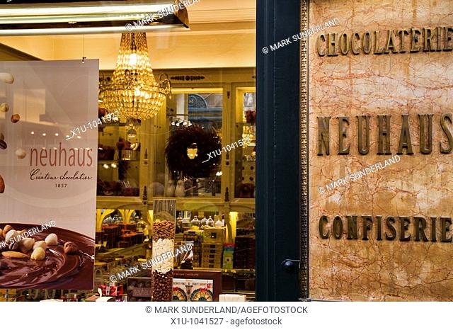 A Neuhaus Chocolate Shop in The Galeries St Hubert in Brussels Belgium