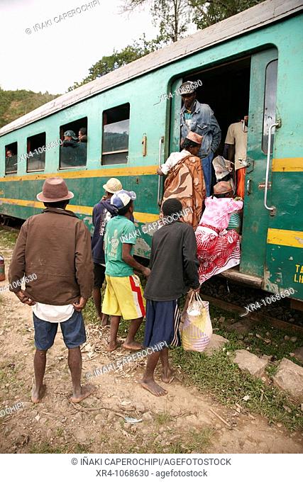 Madagascar FCE Jungle Express, Tolongoina train station, Tolongoina,  Fianarantsoa, Madagascar, Africa