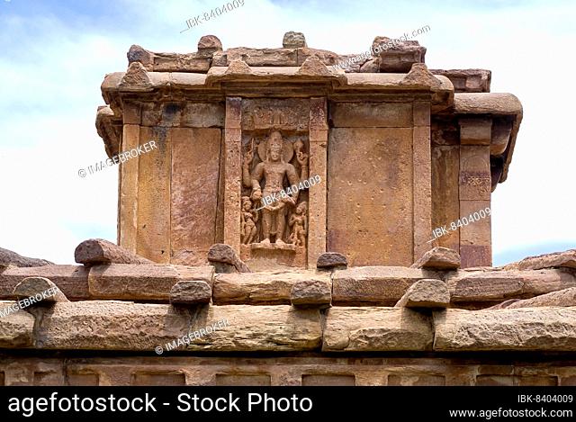 Sculpture in Ladkhan temple, Aihole, Karnataka, South India, India, Asia