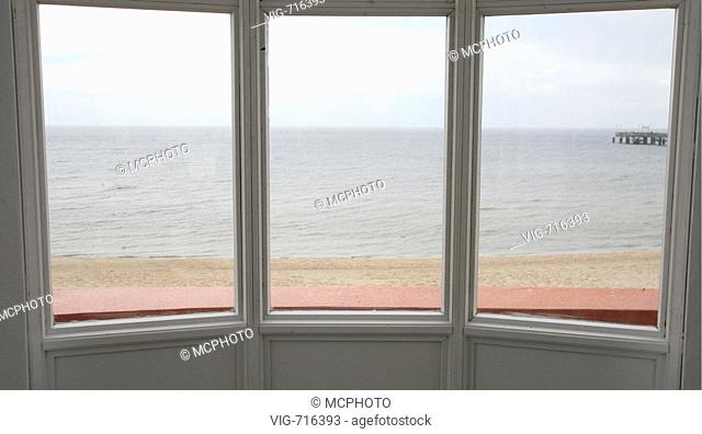 view through windows over Baltic Sea, Germany, Ruegen, Binz  - Binz, Ruegen, GERMANY, 24/04/2007