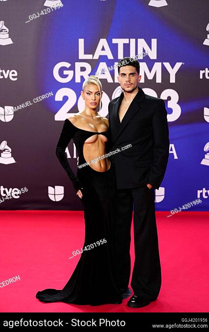 Jessica Goicoechea, Marc Vartra attends the red carpet during the 24th Annual Latin GRAMMY Awards at FIBES on November 16, 2023 in Seville, Spain