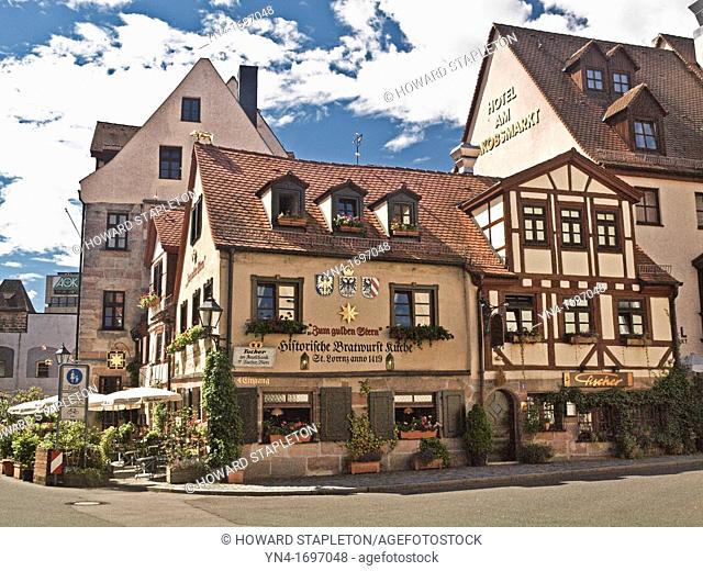 Originally built in 1375 Zum Gulden Stern claims to be the oldest bratwurst restaurant in the world Nuremberg, Germany