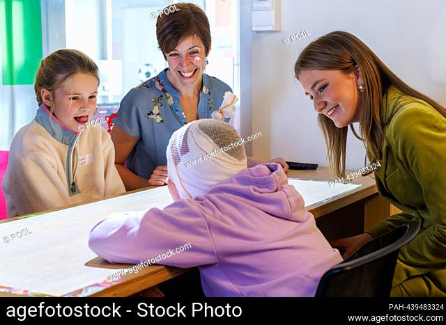 Crown Princess Elisabeth of Belgium at the Princess Elisabeth Childrens Hospital in Gent, on December 20, 2023, for a visit and which she opened in 2011