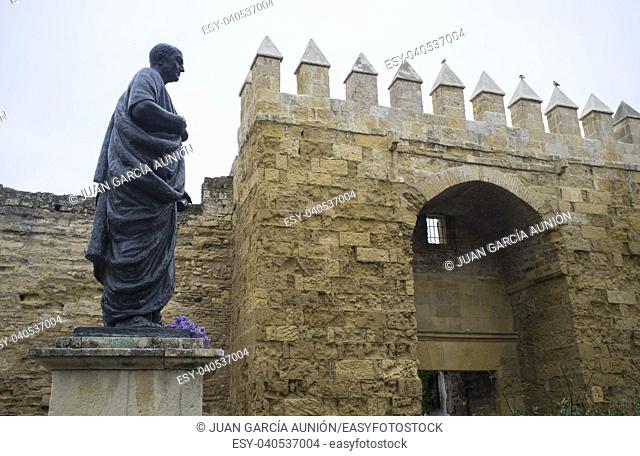 Statue of Seneca, one of the main gate of Cordoba Old Town, Spain