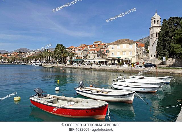Boats, coastal town Cavtat near Dubrovnik, Dalmatia, Croatia