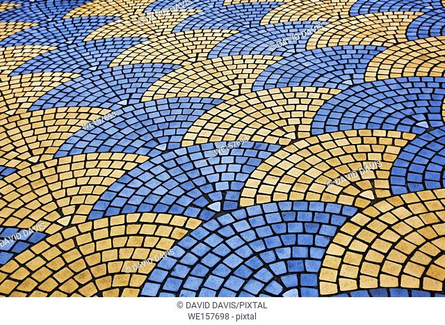 Beautiful artistic mosaic pattern on a sidewalk in Taipei Taiwan