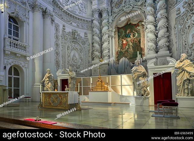 Main altar of the Theatine Church with figures of saints, Munich, Upper Bavaria, Bavaria, Germany, Europe