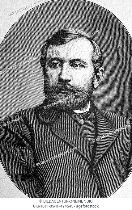 Paul pogge, 1838-1884, full name paul friedrich johann moritz pogge, africa explorer, historical engraving, about 1888
