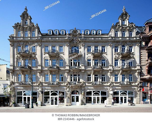 Office and commercial building with classical façade, Marktstrasse, Wiesbaden, Hesse, Germany, Europe, PublicGround