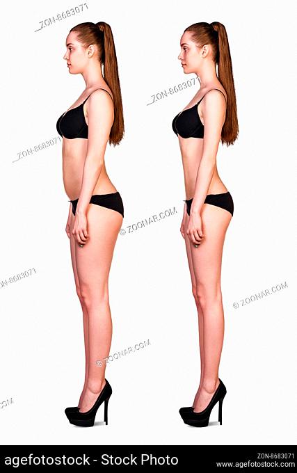 Weight loss. Photo of the girl before and after
