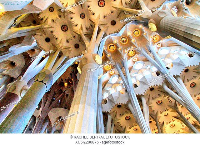 Sagrada Familia by architect Antoni Gaudi in Barcelona, Catalonia