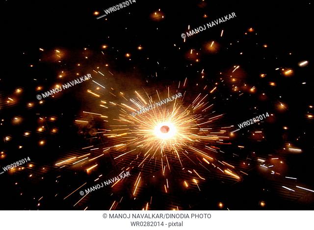 Fancy fire work on Diwali deepawali Festival