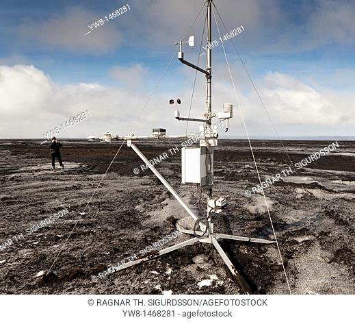 Weather station placed on ashfall from Grimsvotn volcanic eruption, Iceland approx  45 kilometers from the crater  The eruption began on May 21