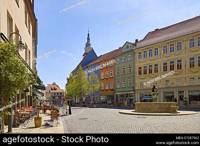 Market street in Bad Langensalza, Thuringia, Germany
