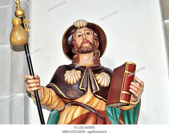 Spain, Galicia, statue of the holy Jakobus in the basilica of the monastery of Samos