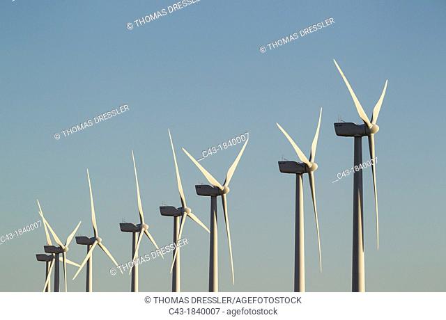 Windmills on a wind farm near Tarifa  Cádiz province, Andalucía, Spain