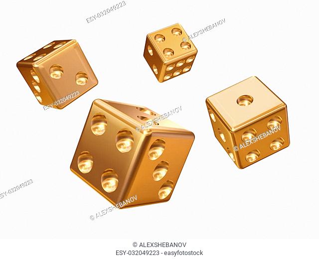 3d model of a cube for game are made from gold metal