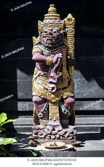 traditional ancient balinese hindu statues in bali temple indonesia