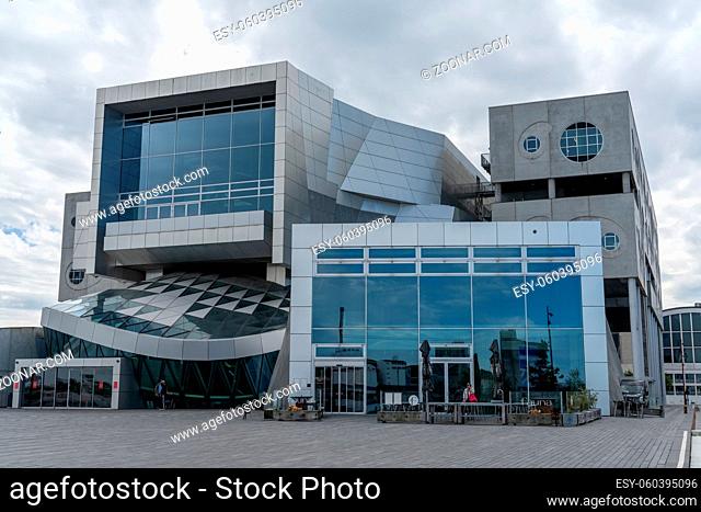 Aalborg, Denmark - 7 June, 2021: view of the iconic House of Music in Aalborg