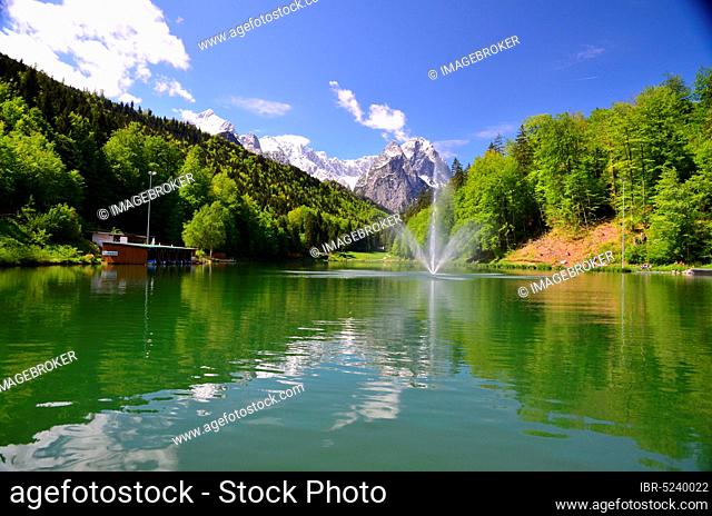 Mountain lake, lake, mountains, mountain forest, spring, Rießersee, Waxensteine, Garmisch-Partenkirchen, Bavaria