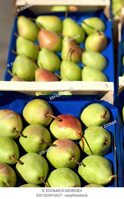 Pears in the crates in Wholesale market