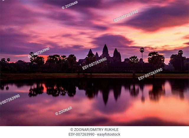 Angkor Wat - famous Cambodian landmark - on sunrise. Siem Reap