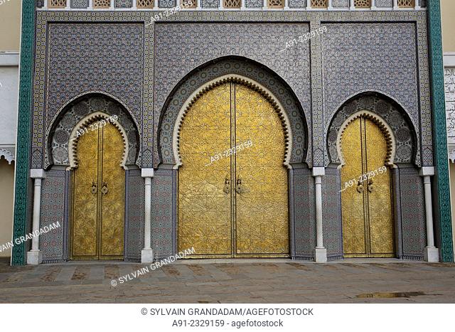 North Africa, Morocco, City of Fez (Fes), the royal palace copper gates